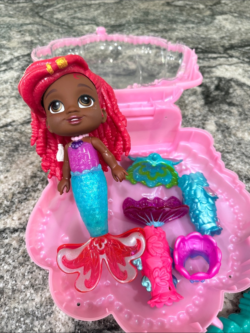 Disney Pink & Teal Mini Mermaid Doll with Colorful Outfit Pieces